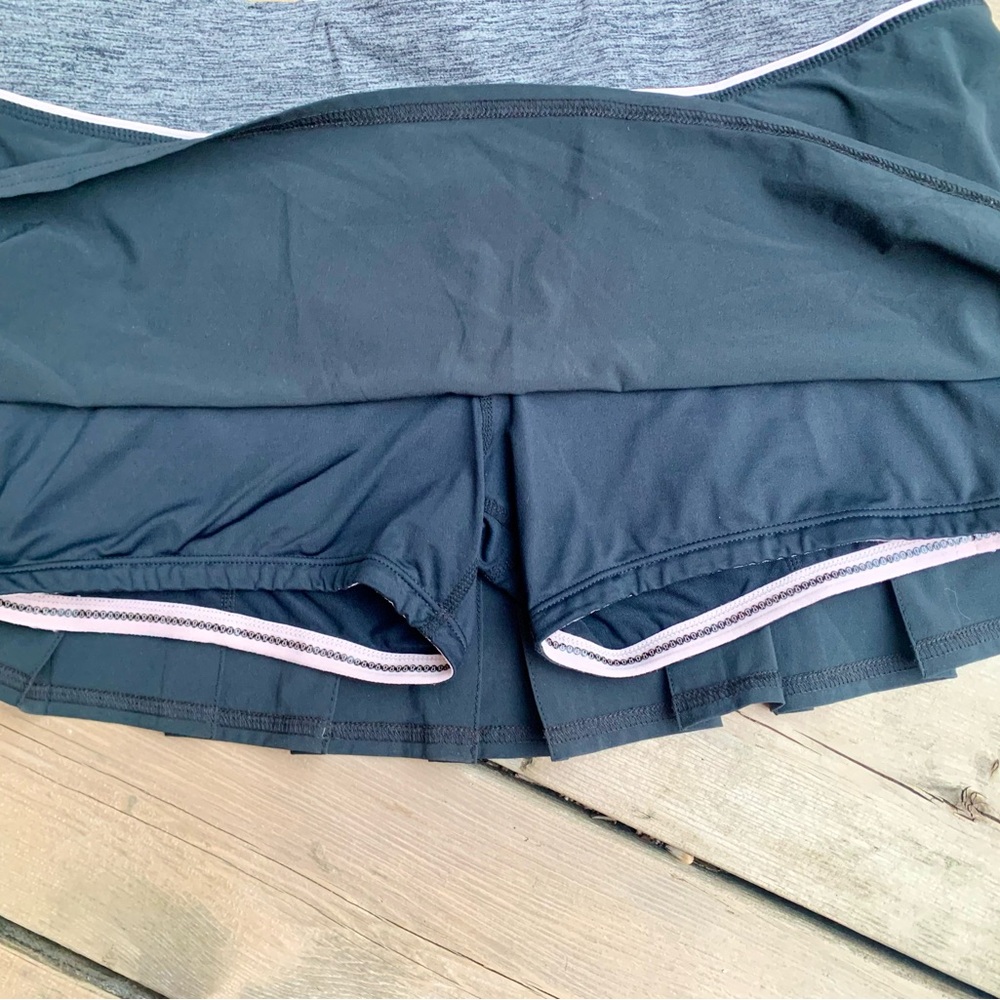 Lululemon Speed Skirt Black / Heathered Grey (Coal/Pink Mist) Pleated Sz 8 - Picture 5 of 9